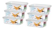 Kit 6 Pote Retangular Alimento 1,2l Armazenamento Bpa Free