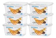 Kit 6 Pote Retangular Alimento 2l Armazenamento Bpa Free