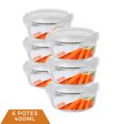 Kit 6 Pote Vidro Hermético Mantimentos Tampa 4 Travas 400ml