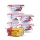 Kit 6 Pote Vidro Hermético Quadrado 320ml Marmita Mantimento