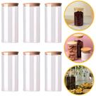 Kit 6 Potes 1500ml Porta Mantimento Frasco De Vidro Herméticos Tampa de Bambu Natural