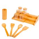 Kit 6 Potes 200mL, Rack Organizador e 4 Utensílios Bambu - Oikos
