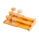 Kit 6 Potes 200mL Tampa Bambu e Rack Organizador Bambu- Oikos