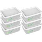 Kit 6 Potes 500ml Tampa Preta11cm Empilhável Lava-Louça Quadrado Tampa Trava Vedação Conserva Mantimento Frutas Cereal