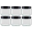 Kit 6 Potes 800ml Recipiente De Vidro Invicta Quadrado Preto