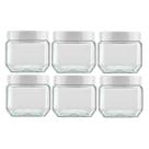 Kit 6 Potes 800ml Recipiente Vidro Invicta Quadrado Branco