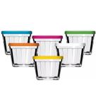 Kit 6 Potes Americanos Tigelas Pequenas de Vidro 150ml Marinex com Tampa Plástica Colorida