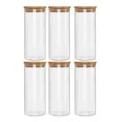 Kit 6 Potes Borossilicato Hermético Tampa Bambu 1800ml Class