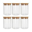 Kit 6 Potes Borossilicato Hermético Tampa Bambu 450ml Class