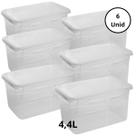 Kit 6 Potes Com Tampa e Trava 4,4L Transparente