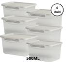 Kit 6 Potes Com Tampa e Trava 500ML Off White