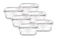 Kit 6 Potes De Vidro Borossilicato Herméticos Com Tampa E Divisória 520Ml Dynasty