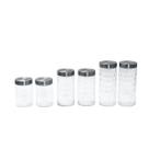 Kit 6 potes de vidro com tampa inox bolhas redondo 1300ml, 1700ml e 2200ml - Mozcada