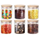 Kit 6 Potes De Vidro Hermetico Tempero Tampa De Bambu 300ml