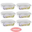 Kit 6 Potes de Vidro Marmita Fit Tampa Plast 4 Travas 1040ml Kit 6 Potes de Vidro Marmita Fit Tampa Plast 4 Travas 1040ml