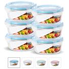 KIT 6 Potes de Vidro Redondo com Tampa Hermética Vedação Marmita Fitness 950ml