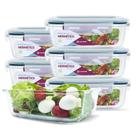 KIT 6 Potes de Vidro Retangular com Tampa Hermética 640ml