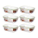 Kit 6 Potes De Vidro Retangular Tampa Hermética 400ML