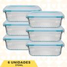 Kit 6 Potes Hermético 370ML Vidro Marmita/Lancheira Frutas Fit