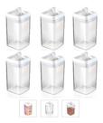 kit 6 Potes Hermético Acrílico Quadrado 2,3 L Trava