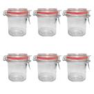 Kit 6 Potes Hermético Vidro Trava Metal 300ml Class Home