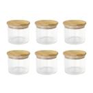 Kit 6 Potes Herméticos de Vidro com Tampa de Bambu 450ml