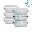 Kit 6 Potes Herméticos Marmita de Vidro Retangular 640ml Tampa BPA Free: Armazenar Alimento e Organização de Casa com Sustentabilidade e Praticidade