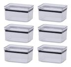Kit 6 Potes Hermeticos Retangular Empilháveis Multiuso Mantimento Acrilico Atoxico 580ml