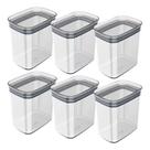 Kit 6 Potes Herméticos Retangulares Médios Alimento Cozinha 1,5l