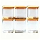 Kit 6 Potes Herméticos Vidro Borossilicato 800ml Tampa Bambu Empilhável Kit 6 Potes Herméticos Vidro Borossilicato 800ml Tampa Bambu Empilhável