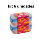 Kit 6 Potes Para Microondas/marmitas Dup Bpa Free Azul-claro