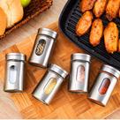 Kit 6 Potes Porta Tempero Condimentos Inox Bene Casa