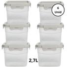 Kit 6 Potes Quadrado Com 4 Travas 2,7L Off White