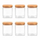 Kit 6 Potes Quadrados Herméticos Boro C/Tampa Bambu 280ml - Tuut Kit 6 Potes Quadrados Herméticos Boro C/Tampa Bambu 280ml - Tuut