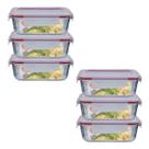 Kit 6 Potes Retangular 4 Travas Marmita Canelado 640ml