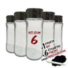 Kit 6 Potes T130 Tempero de Cozinha + Etiquetas + Caneta Giz