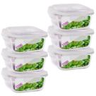 Kit 6 Potes Tampa Hermetica Quadrado de Vidro 320ml Alimento