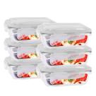 Kit 6 Potes Tampa Hermetica Retangular Vidro 640ml Multiuso