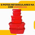 Kit 6 Potes Tipo Tupperware Retangulares Armazenamento Marmita Freezer/Micro-ondas Sem BPA