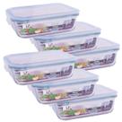 Kit 6 Potes Vidro Hermético 370ml Mantimentos Marmita Tampa