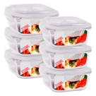 Kit 6 Potes Vidro Tampa Hermetica Quadrado de Vidro 320ml