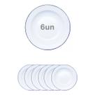Kit 6 Prato Esmaltado branco 22cm alumínio roça cozinha