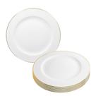 Kit 6 Prato Mesa Raso Refeição De Porcelana Borda Dourada Jantar 27cm