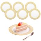 Kit 6 Prato Raso De Porcelana Branco Com Borda Dourada 20cm