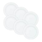 Kit 6 Pratos de Sobremesa 19cm Monaco Porcelana Borda Prata Wolff