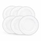 Kit 6 Pratos de Sobremesa Vidro Cristal Coração Transparente 20 cm