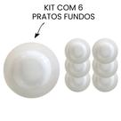 Kit 6 Pratos Fundos de Cerâmica 22 cm Branco