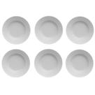 Kit 6 Pratos Fundos de Jantar 23cm Porcelana Branco Germer Diamante Mesa Posta Kit 6 Pratos Fundos de Jantar 23cm Porcelana Branco Germer Diamante Mesa Posta