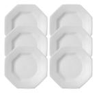 Kit 6 Pratos Fundos De Porcelana Branca Modelo Prisma Schmidt
