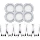 Kit 6 Pratos Fundos Diamante e 6 Copos Oca Nadir Figueiredo